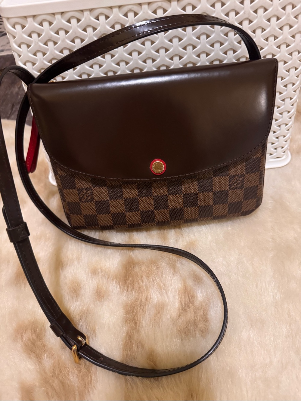 Louis Vuitton Twice Damier Ebene Cherry Cherise Crossbody